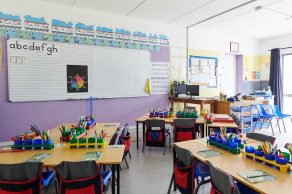 Photograph of an empty classroom from a primary school