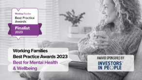 Graphic for the Best for mental health & wellbeing category of the Working Families Best practice Awards