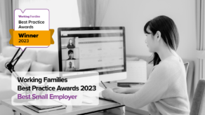 Graphic for the Best small employer category of the Working Families Best practice Awards